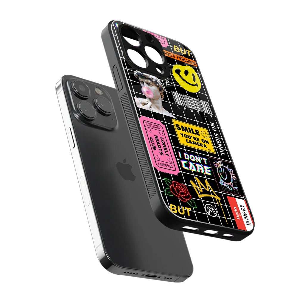 lonely hearts club black back phone cover | glass case for iphone 13 pro max