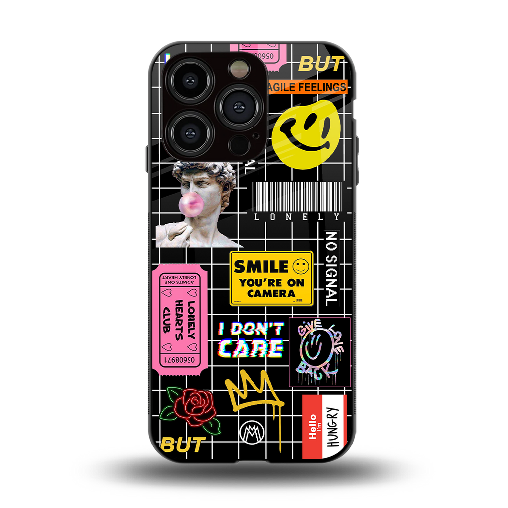 lonely hearts club black back phone cover | glass case for iphone 13 pro