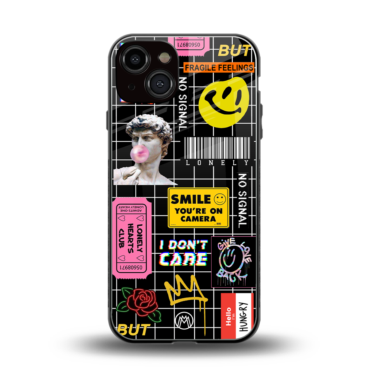 lonely hearts club black back phone cover | glass case for iphone 13
