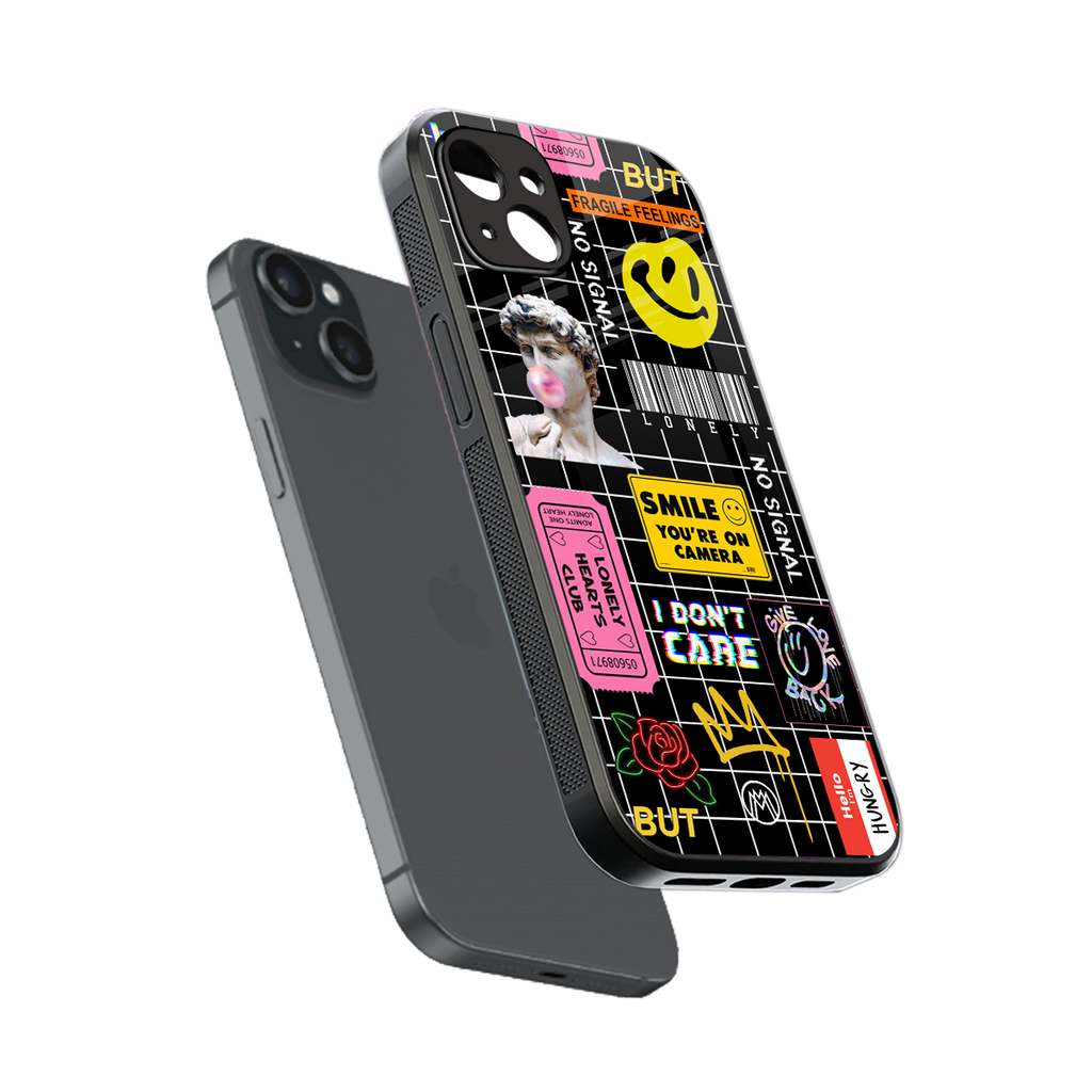 lonely hearts club black back phone cover | glass case for iphone 15 plus