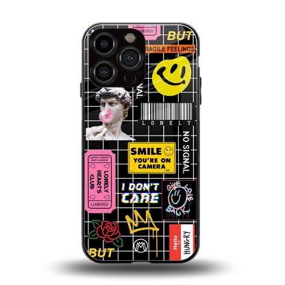 lonely hearts club black back phone cover | glass case for iphone 14 pro max
