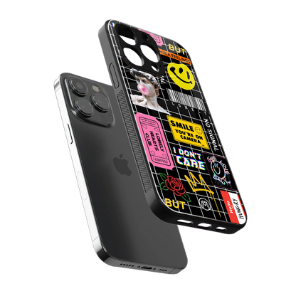 lonely hearts club black back phone cover | glass case for iphone 14 pro max