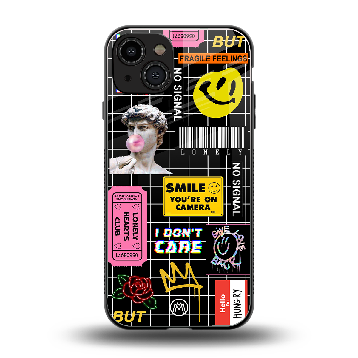 lonely hearts club black back phone cover | glass case for iphone 15