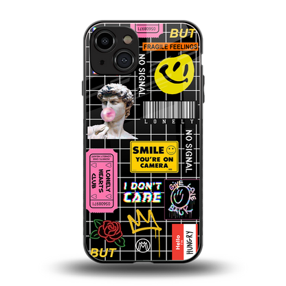 lonely hearts club black back phone cover | glass case for iphone 15