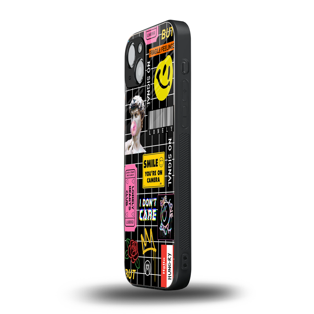 lonely hearts club black back phone cover | glass case for iphone 15