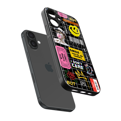 lonely hearts club black back phone cover | glass case for iphone 16 plus