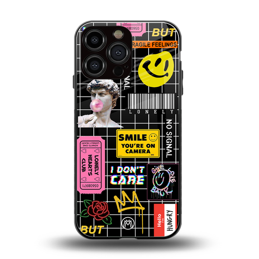 lonely hearts club black back phone cover | glass case for iphone 16 pro max