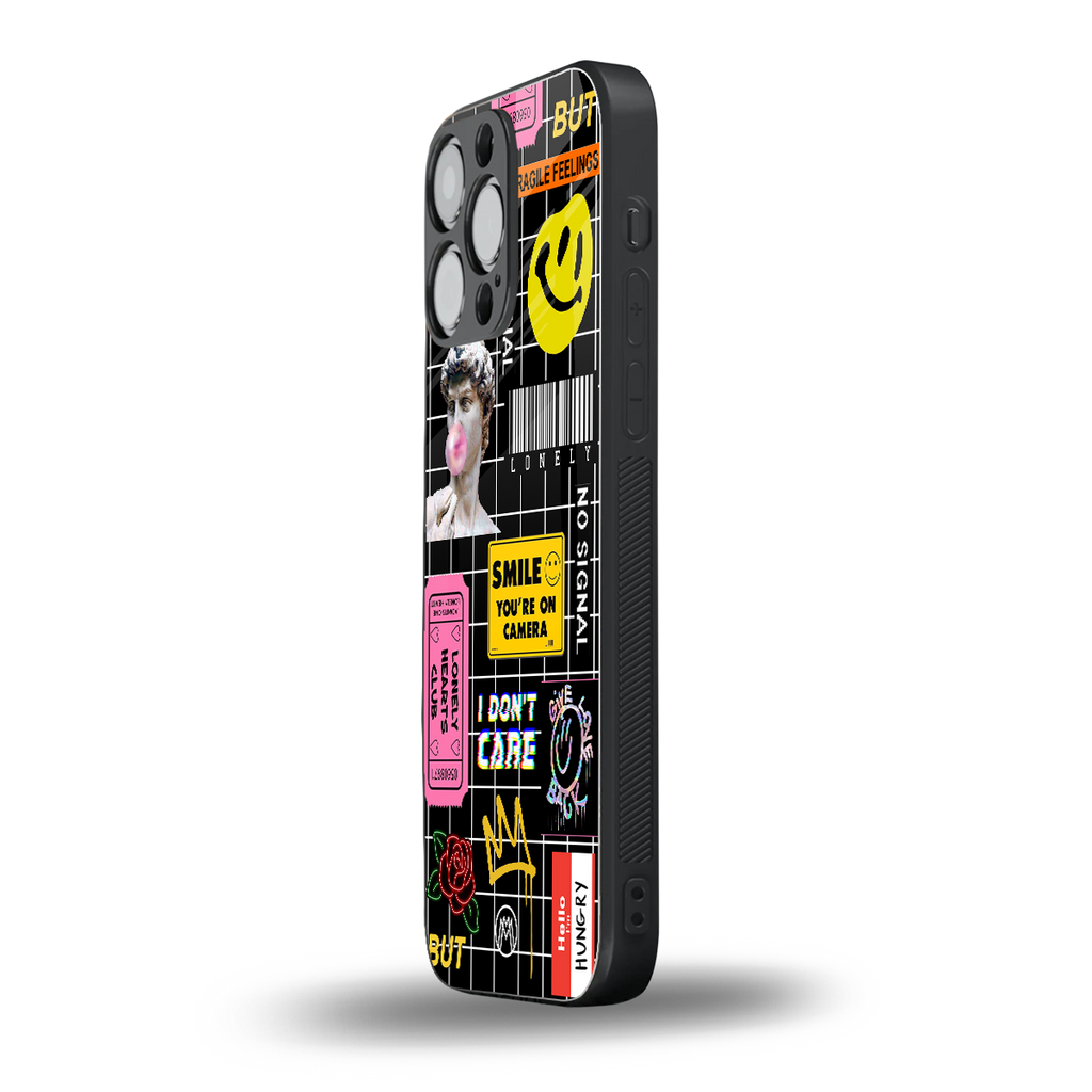 lonely hearts club black back phone cover | glass case for iphone 16 pro max