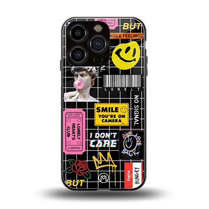 lonely hearts club black back phone cover | glass case for iphone 16 pro