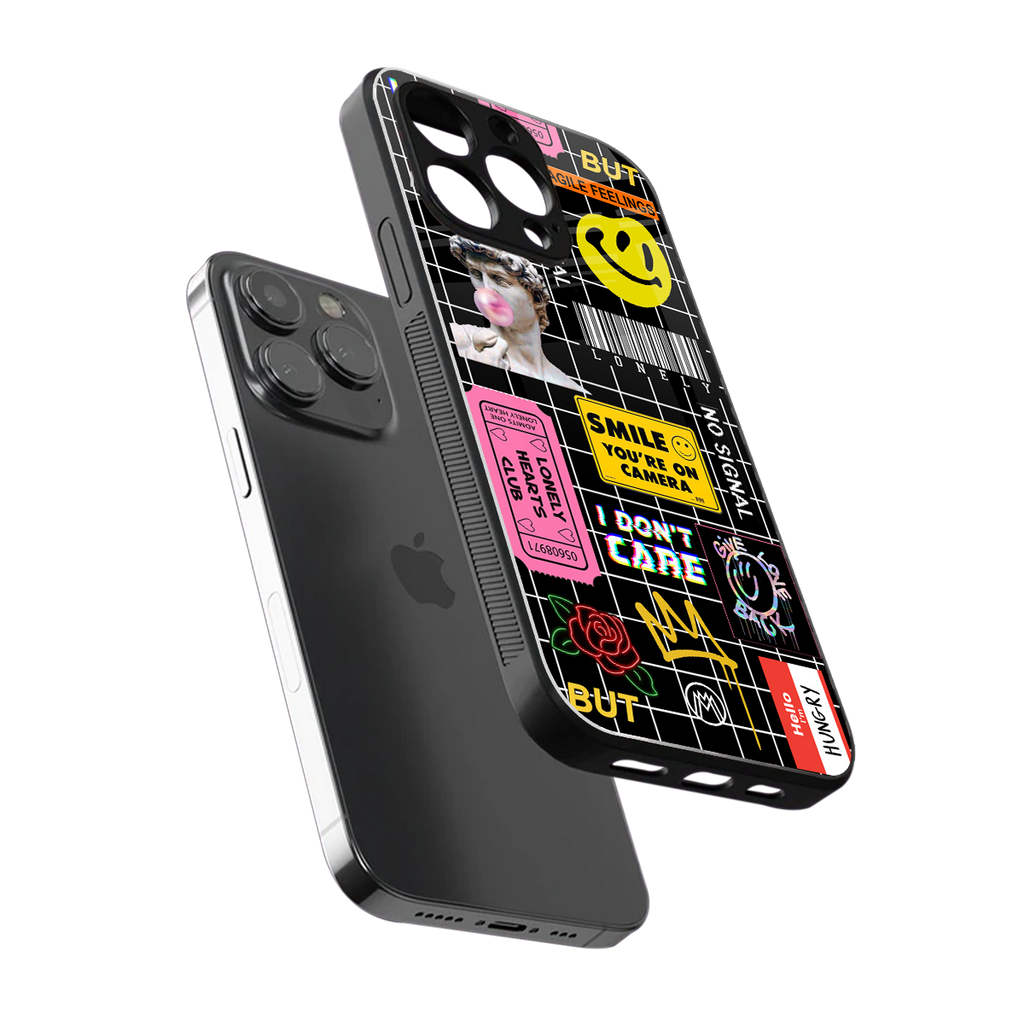 lonely hearts club black back phone cover | glass case for iphone 16 pro