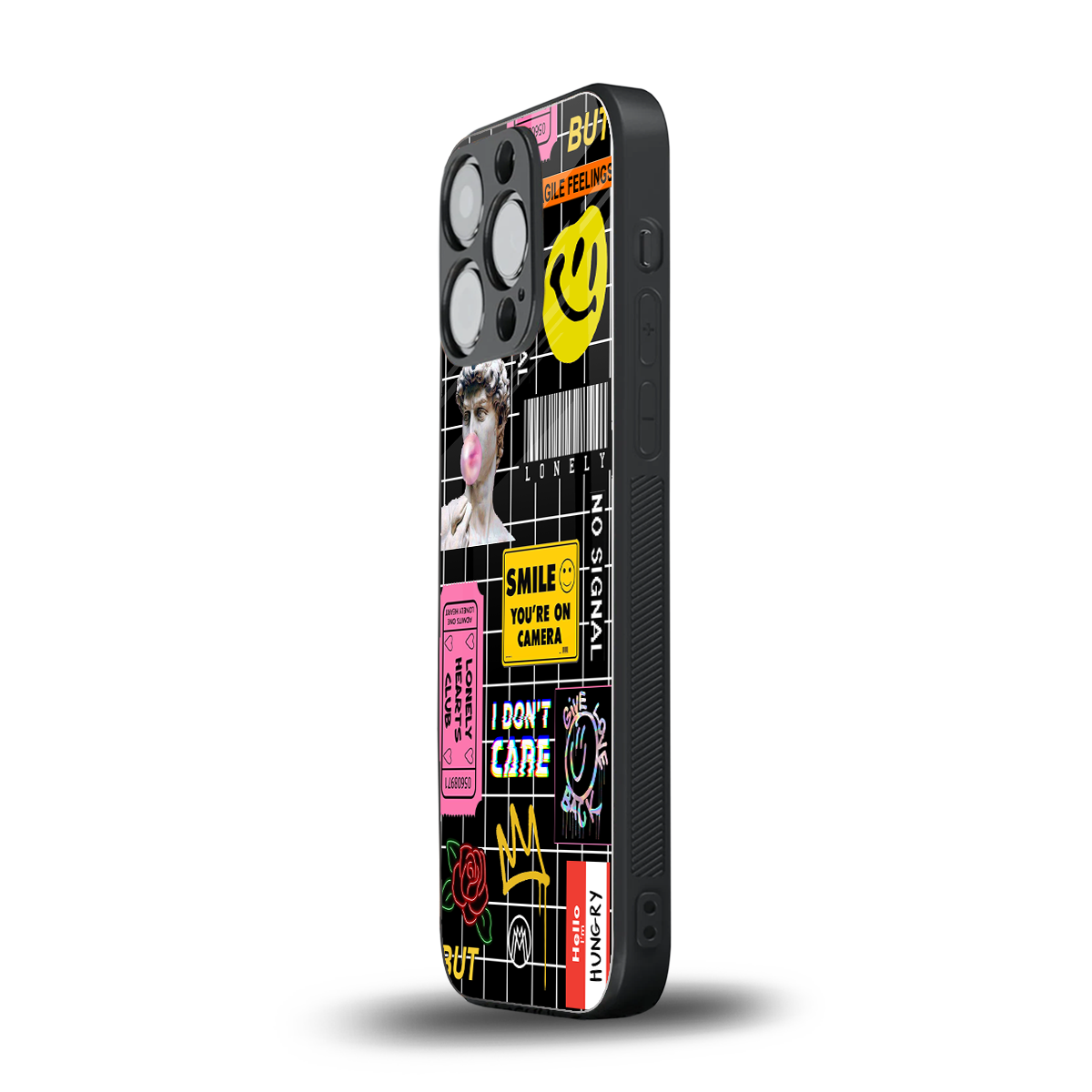 lonely hearts club black back phone cover | glass case for iphone 16 pro