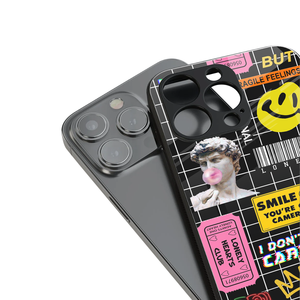 lonely hearts club black back phone cover | glass case for iphone 14