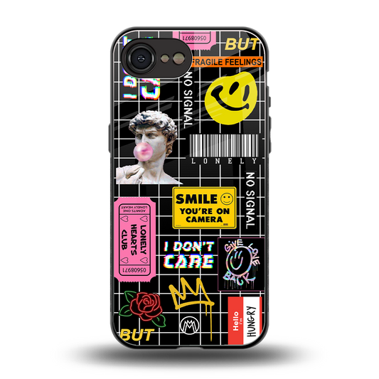 lonely hearts club black back phone cover | glass case for iphone 16e