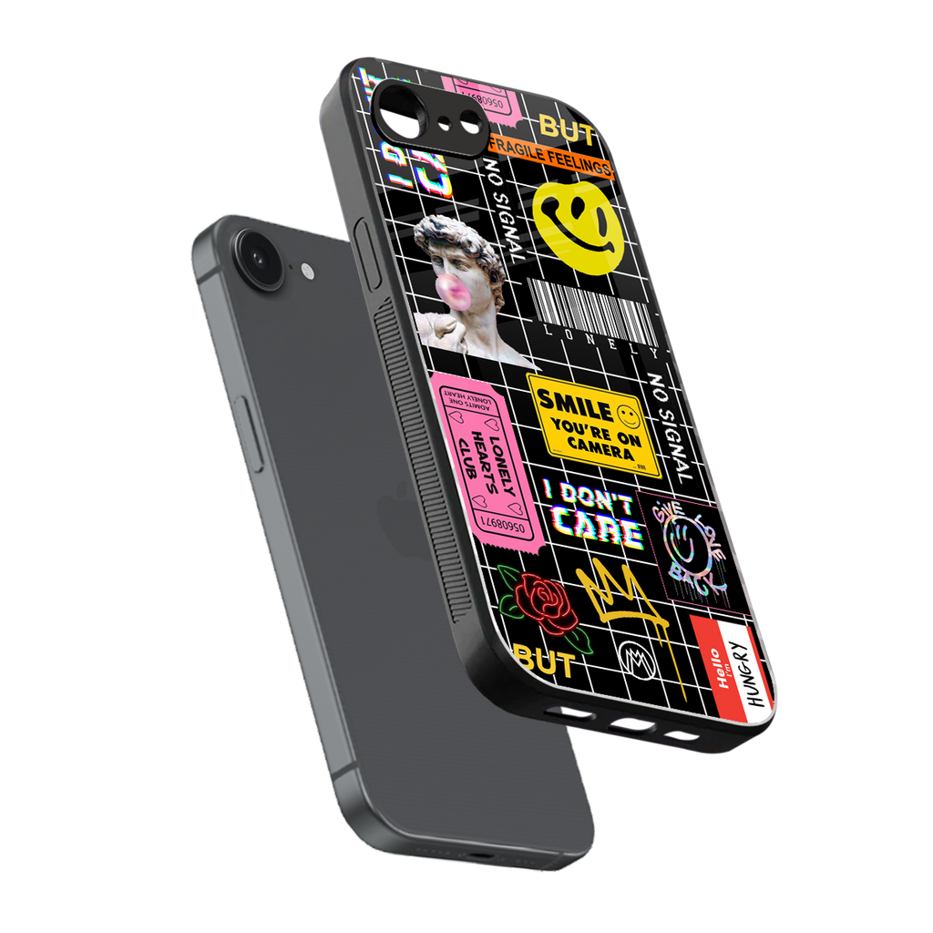lonely hearts club black back phone cover | glass case for iphone 16e
