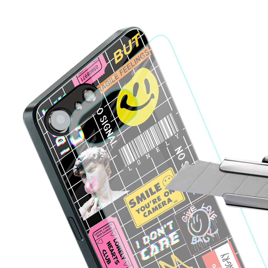 lonely hearts club black back phone cover | glass case for iphone 16e