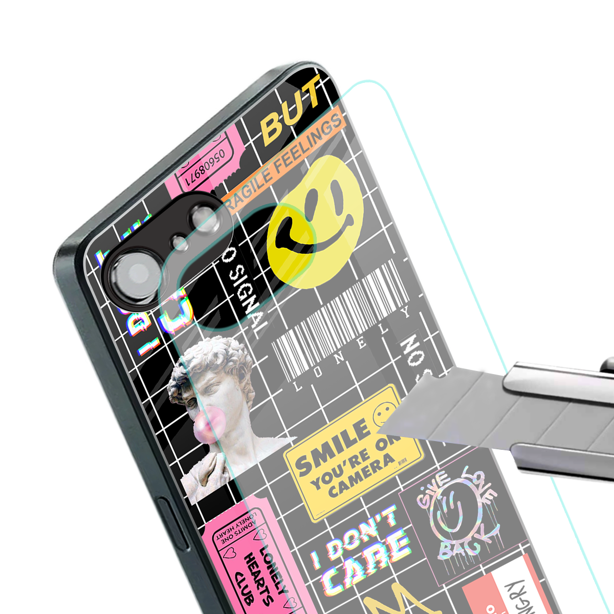 lonely hearts club black back phone cover | glass case for iphone 16e