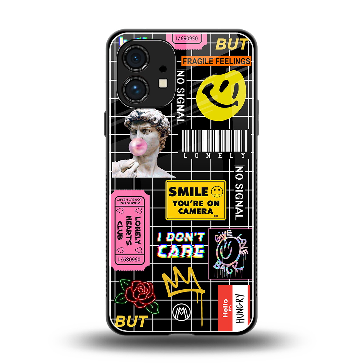 lonely hearts club black back phone cover | glass case for nothing phone 1