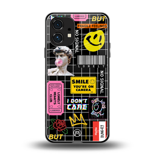 lonely hearts club black back phone cover | glass case for nothing phone 1