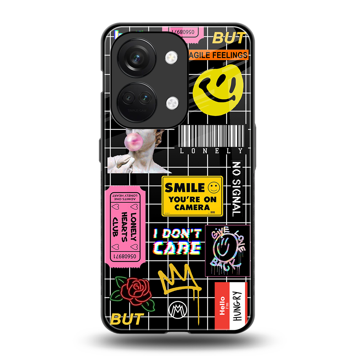 lonely hearts club black back phone cover | glass case for oneplus nord 3