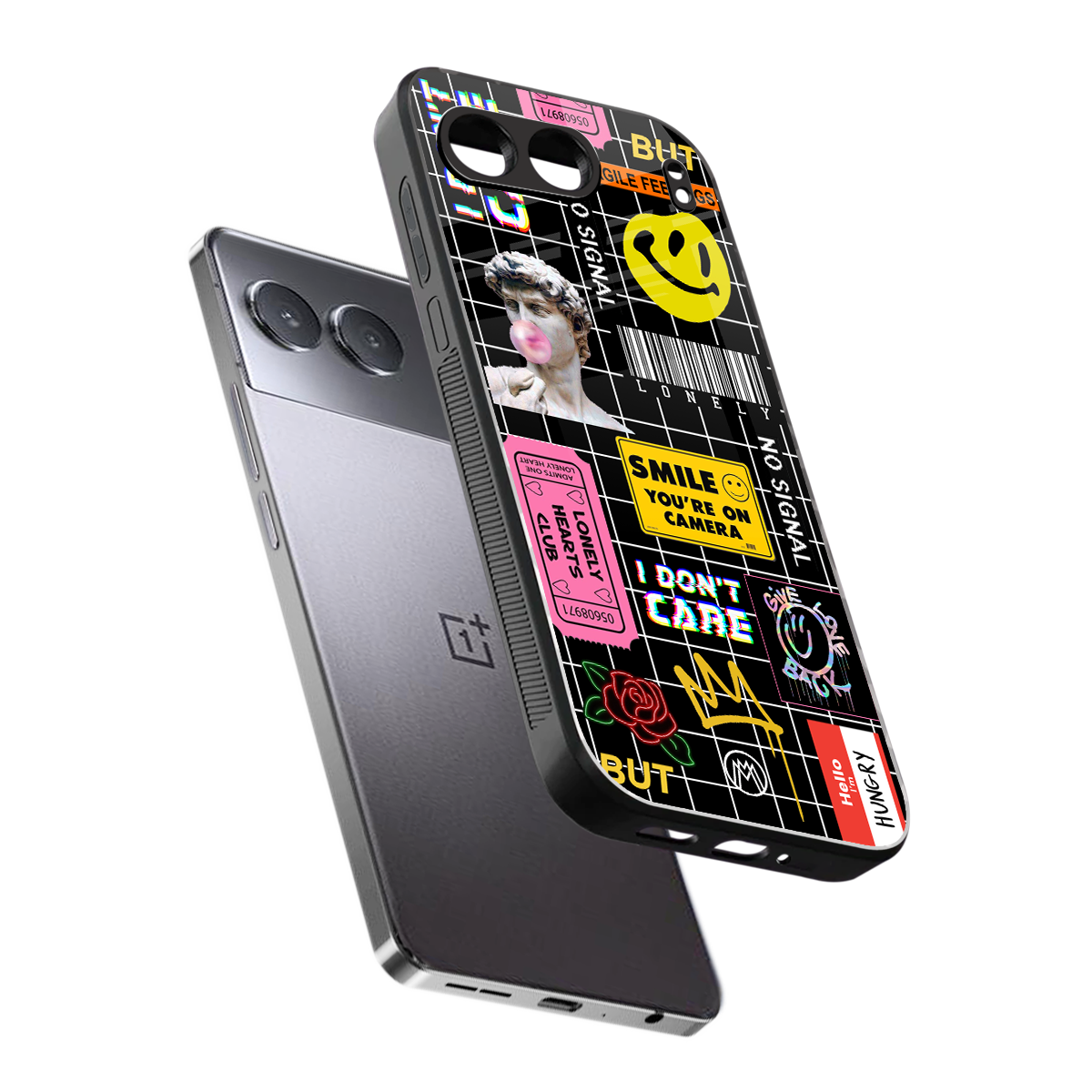lonely hearts club black back phone cover | glass case for oneplus nord 4