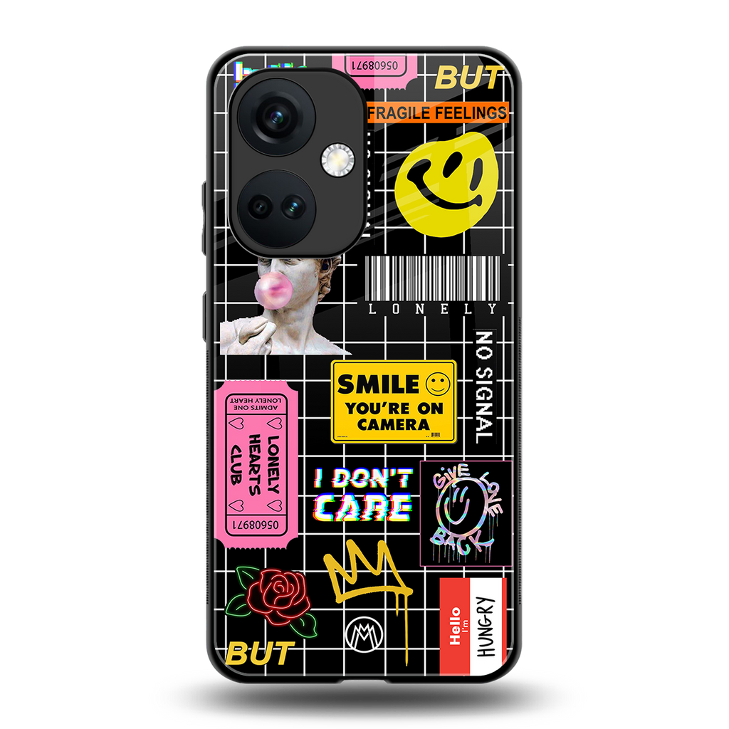 lonely hearts club black back phone cover | glass case for oneplus nord ce 3