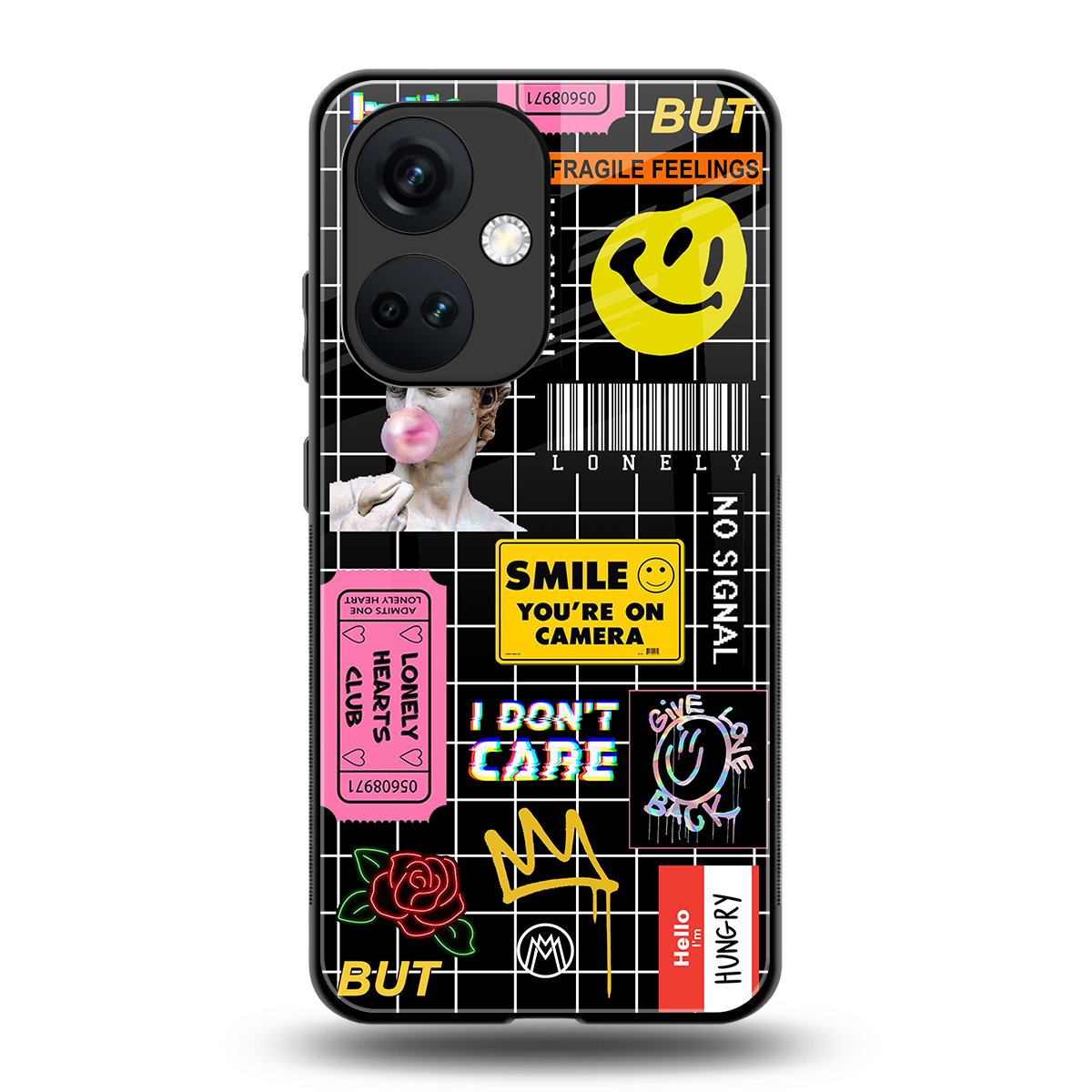 lonely hearts club black back phone cover | glass case for oneplus nord ce 3