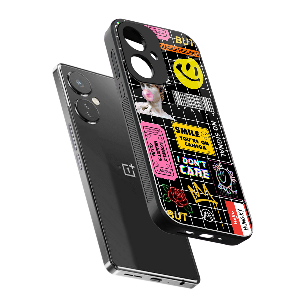 lonely hearts club black back phone cover | glass case for oneplus nord ce 3