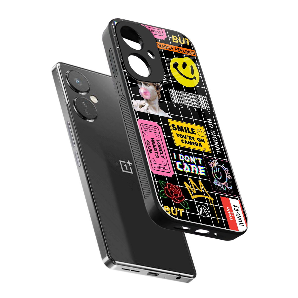 lonely hearts club black back phone cover | glass case for oneplus nord ce 3