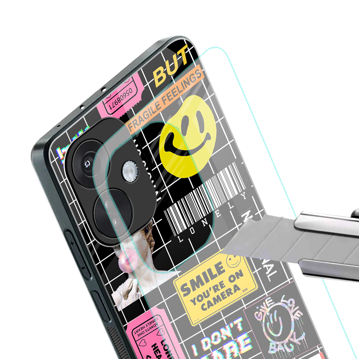 lonely hearts club black back phone cover | glass case for oneplus nord ce 3
