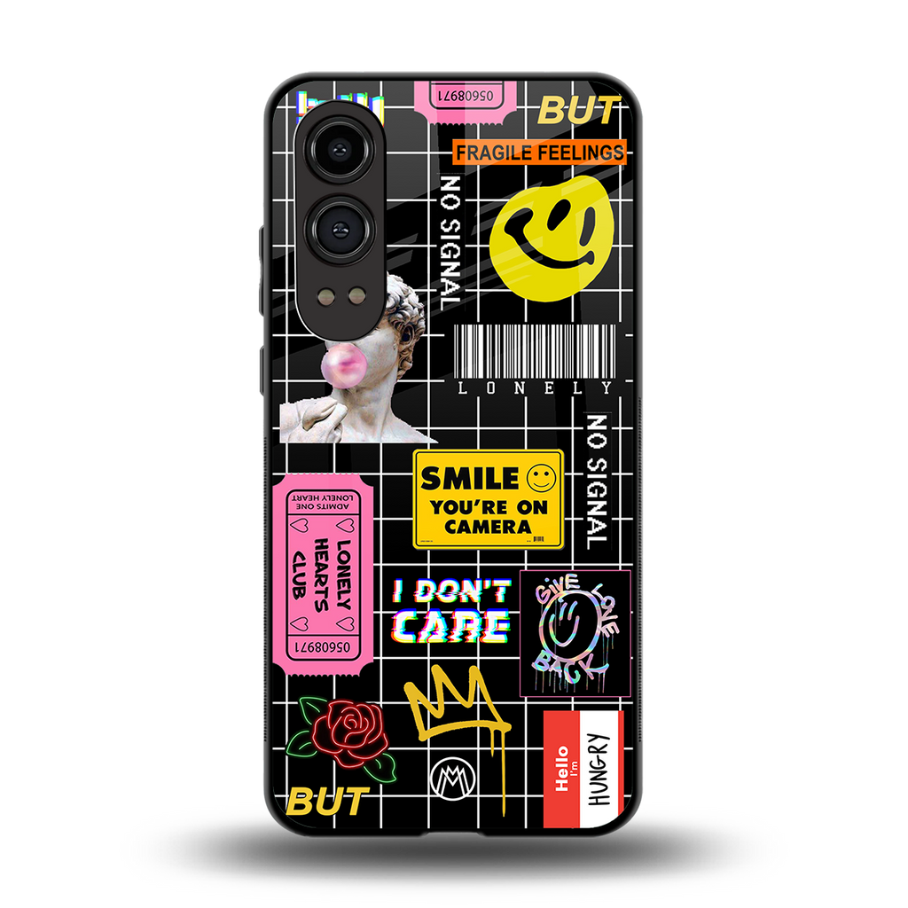 lonely hearts club black back phone cover | glass case for oneplus nord ce 4 lite