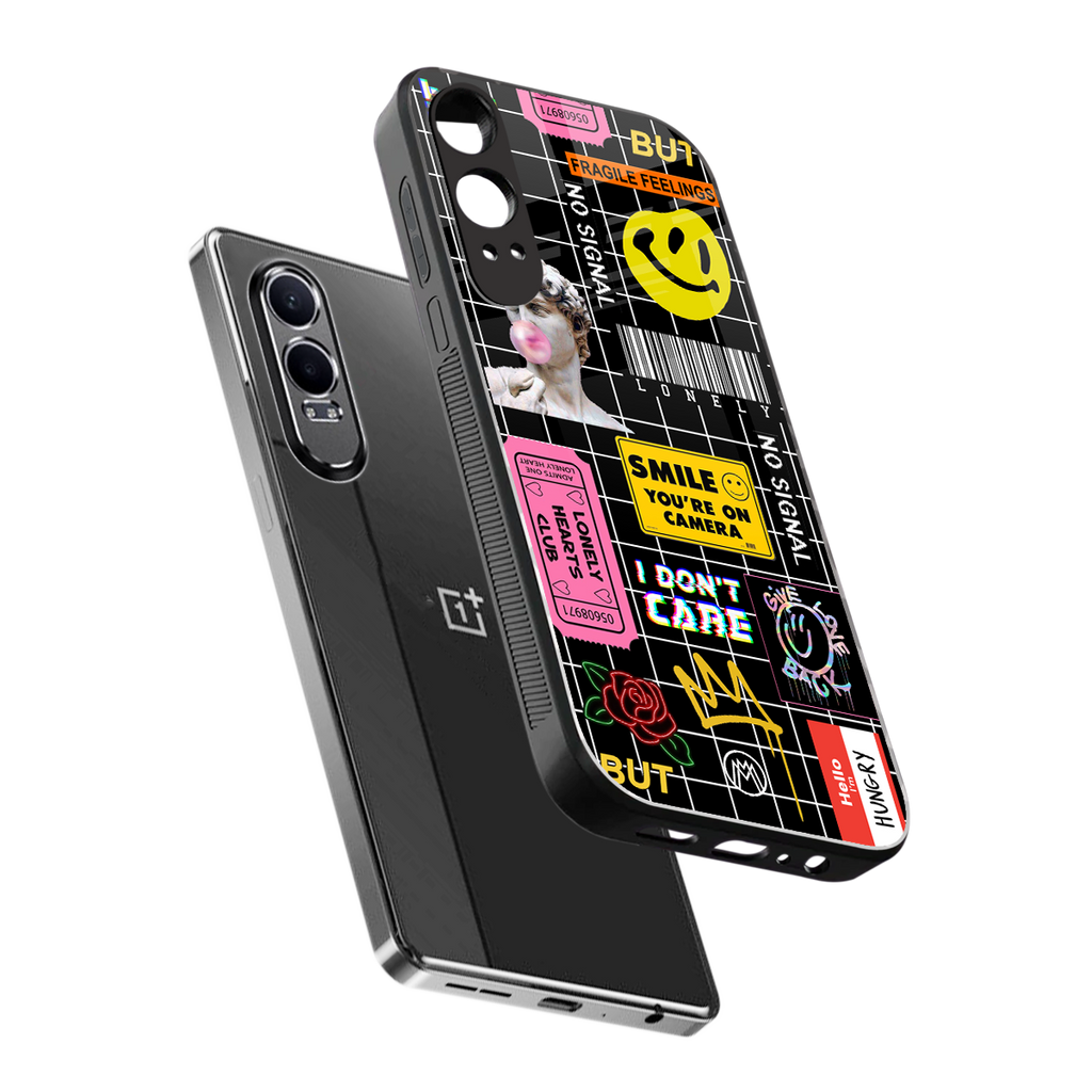 lonely hearts club black back phone cover | glass case for oneplus nord ce 4 lite