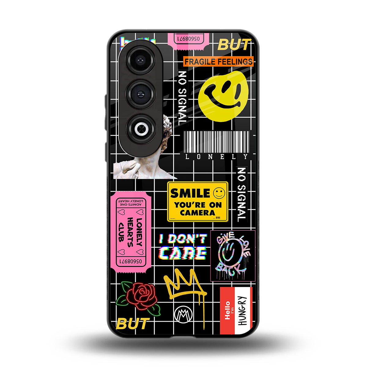 lonely hearts club black back phone cover | glass case for oneplus nord ce 4