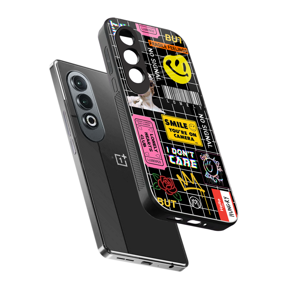 lonely hearts club black back phone cover | glass case for oneplus nord ce 4