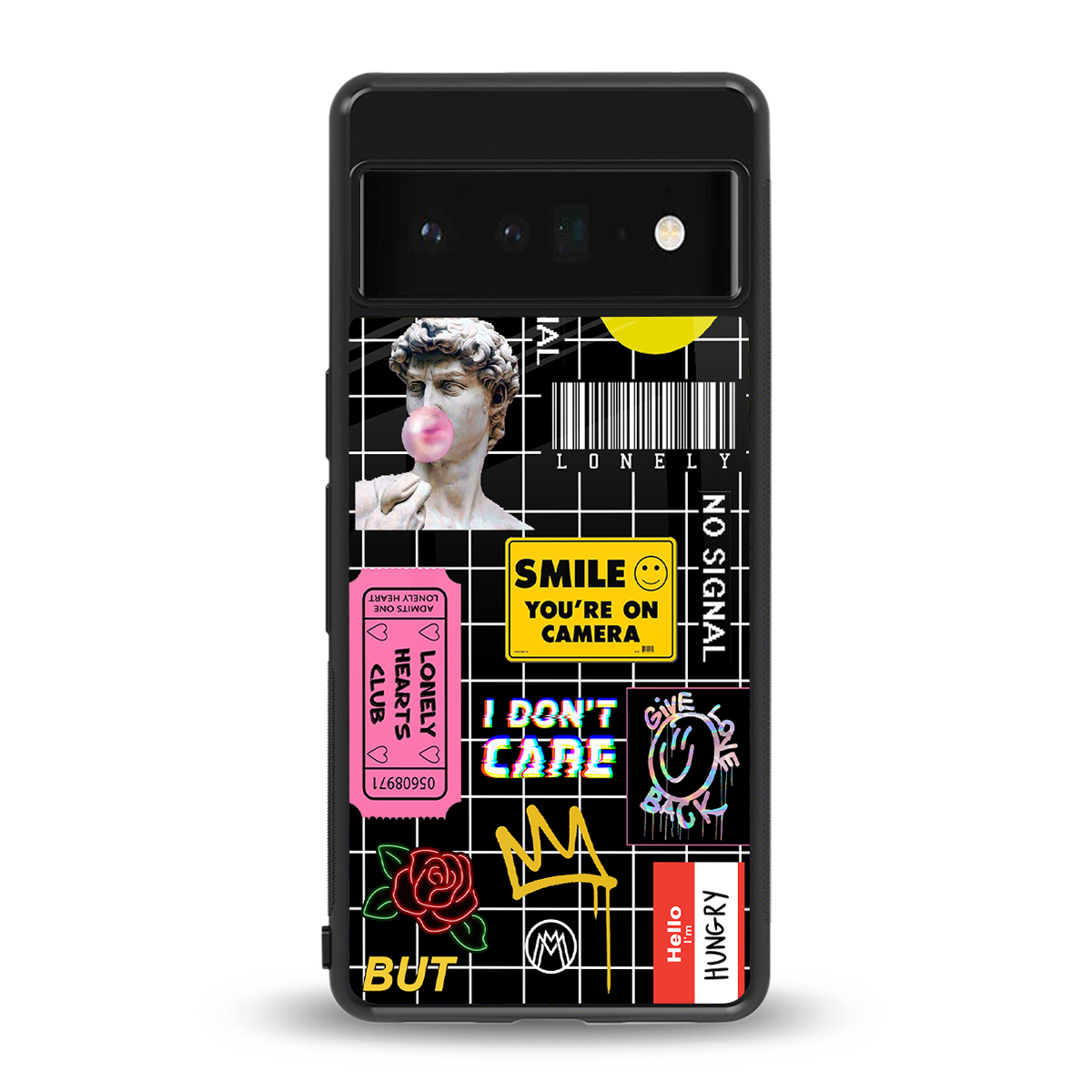 lonely hearts club black back phone cover | glass case for google pixel 6 pro