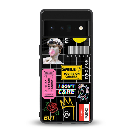 lonely hearts club black back phone cover | glass case for google pixel 6 pro