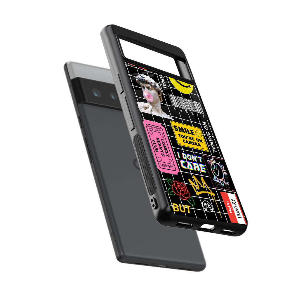lonely hearts club black back phone cover | glass case for google pixel 6 pro