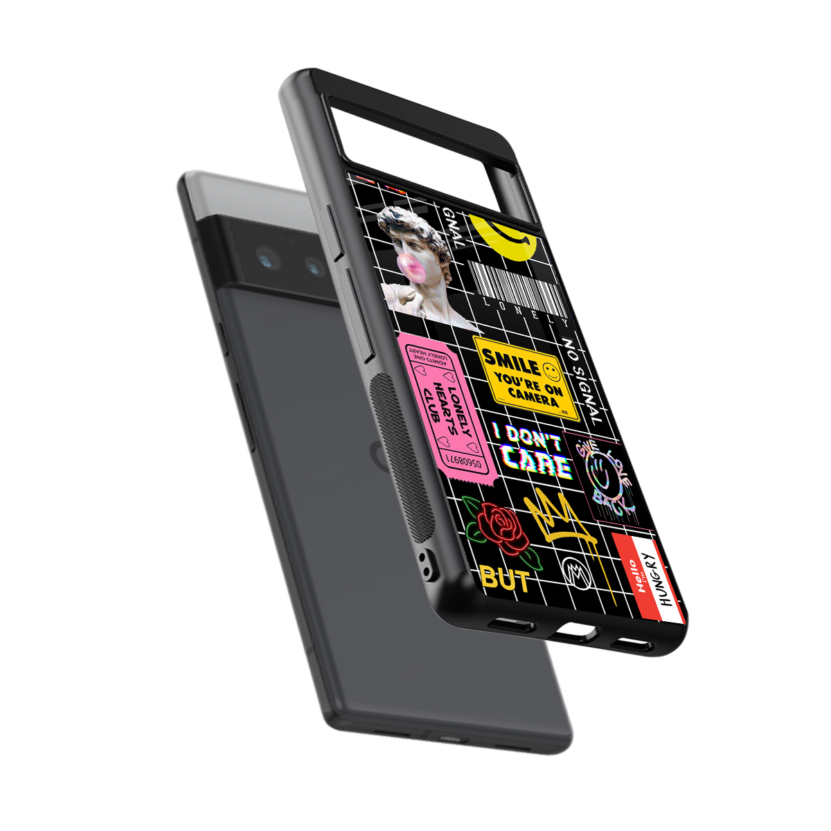 lonely hearts club black back phone cover | glass case for google pixel 6 pro
