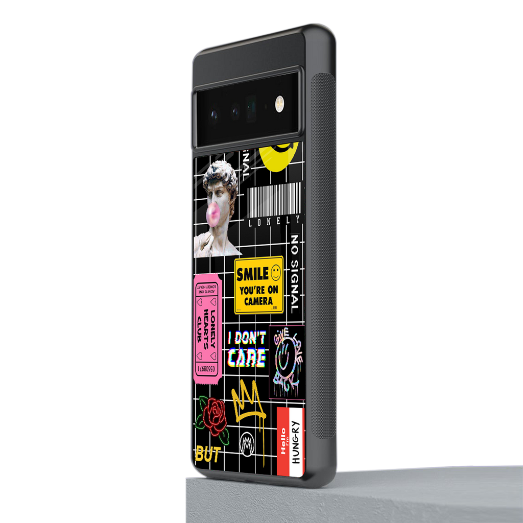 lonely hearts club black back phone cover | glass case for google pixel 6 pro