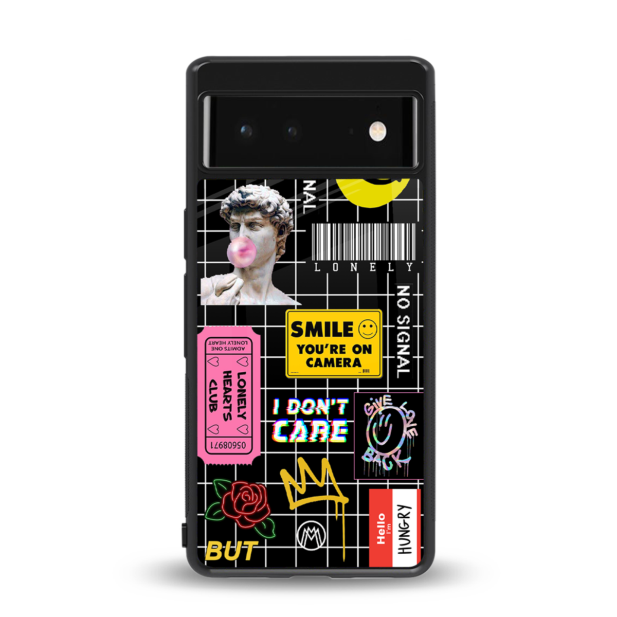 lonely hearts club black back phone cover | glass case for google pixel 6