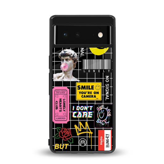 lonely hearts club black back phone cover | glass case for google pixel 6