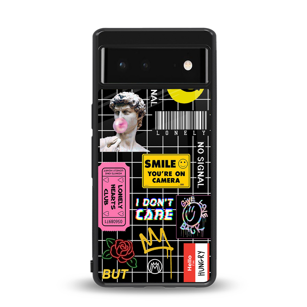 lonely hearts club black back phone cover | glass case for Google Pixel 6A