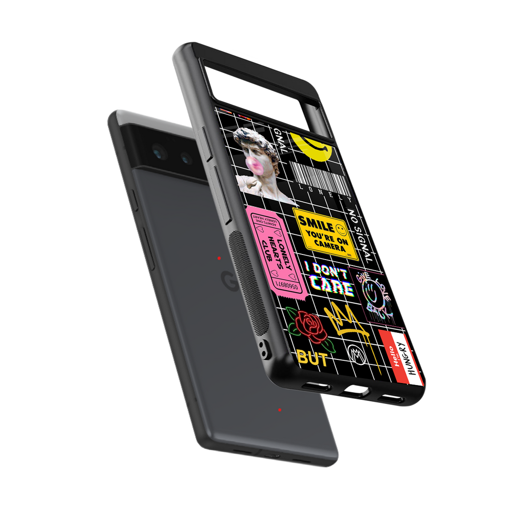 lonely hearts club black back phone cover | glass case for google pixel 6