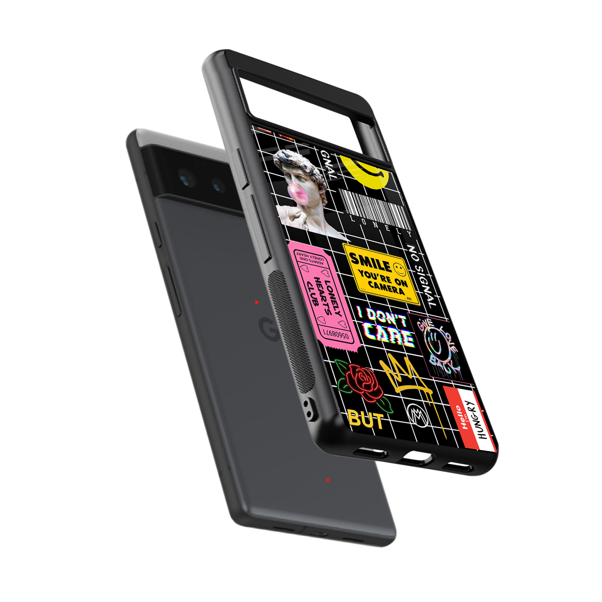 lonely hearts club black back phone cover | glass case for google pixel 6