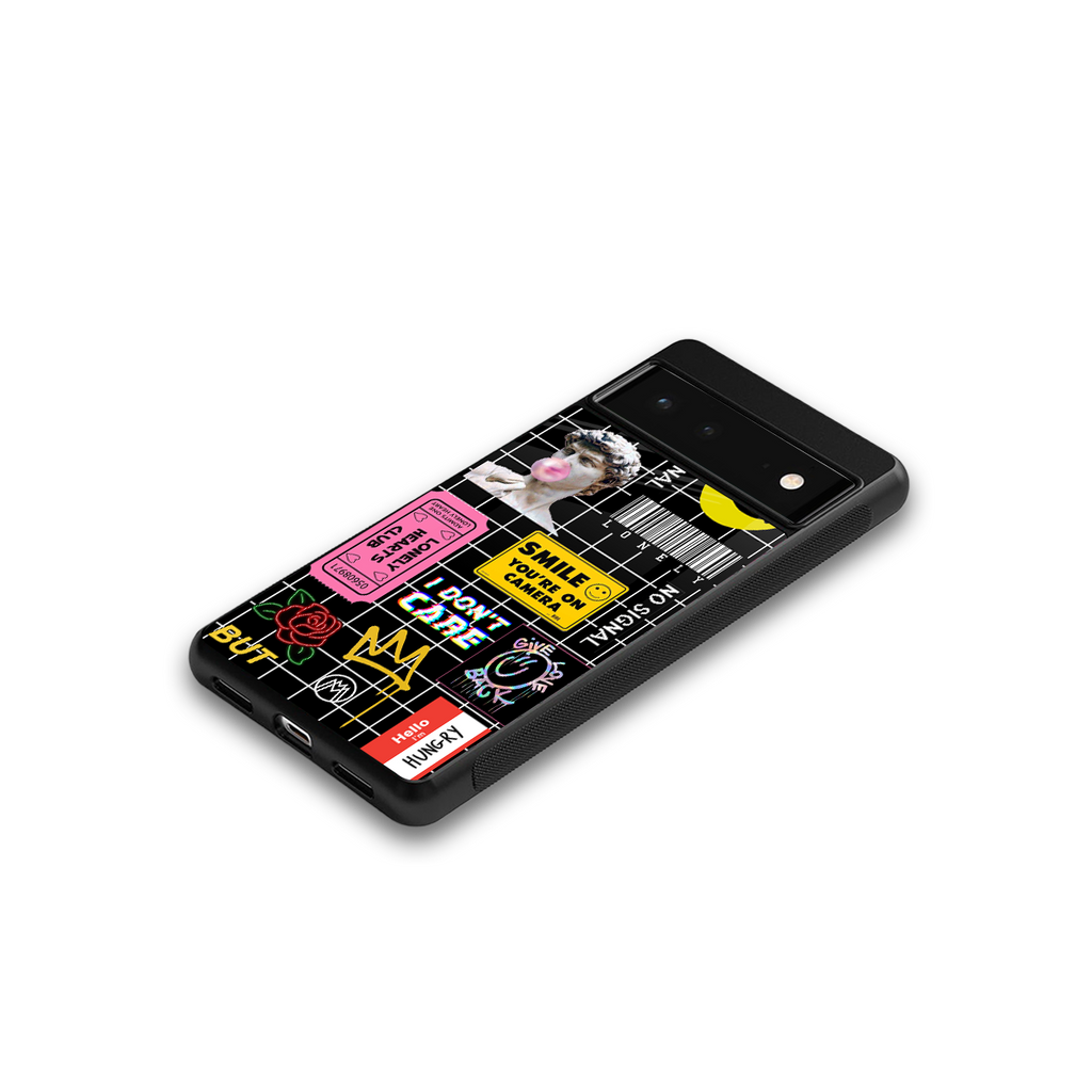 lonely hearts club black back phone cover | glass case for google pixel 6