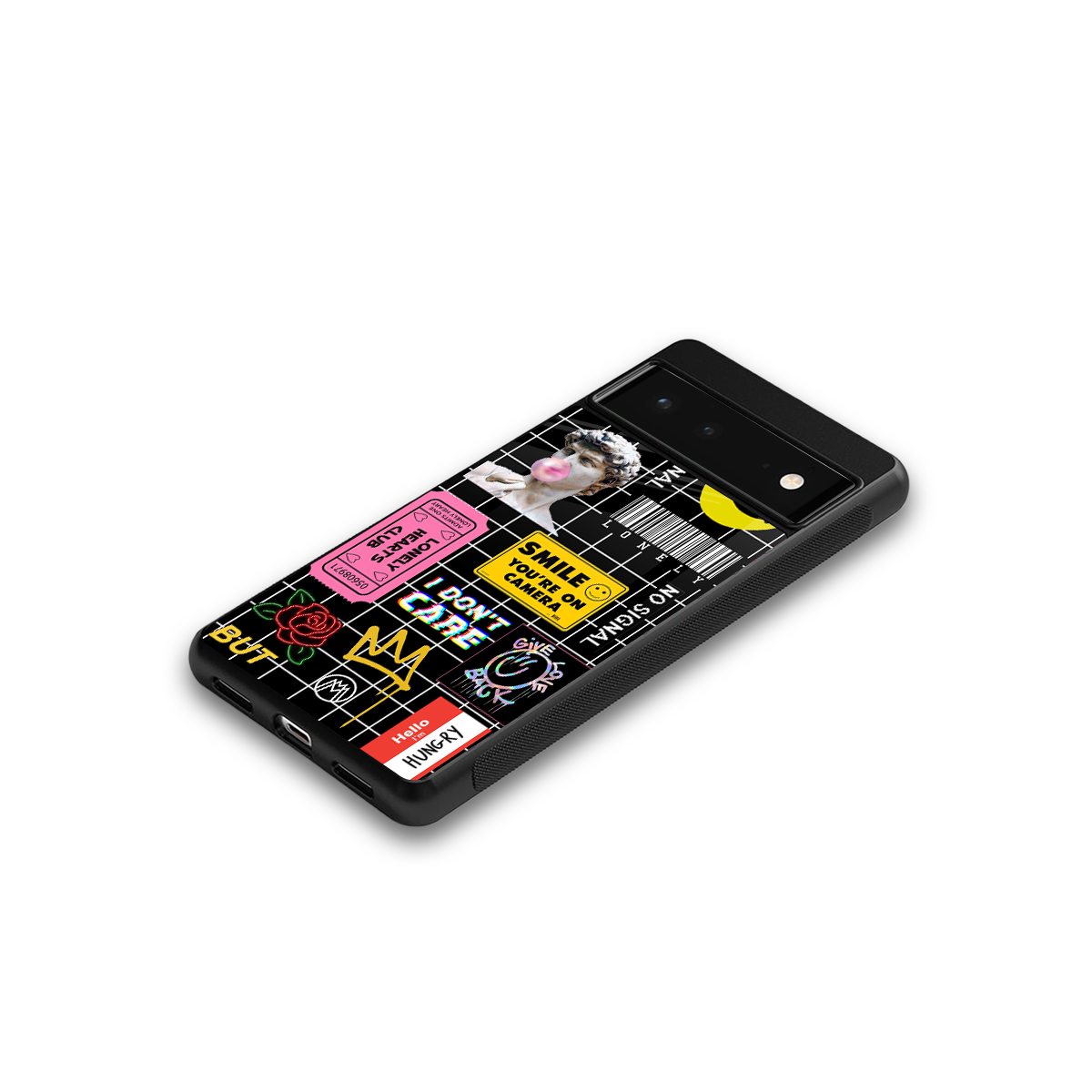 lonely hearts club black back phone cover | glass case for google pixel 6