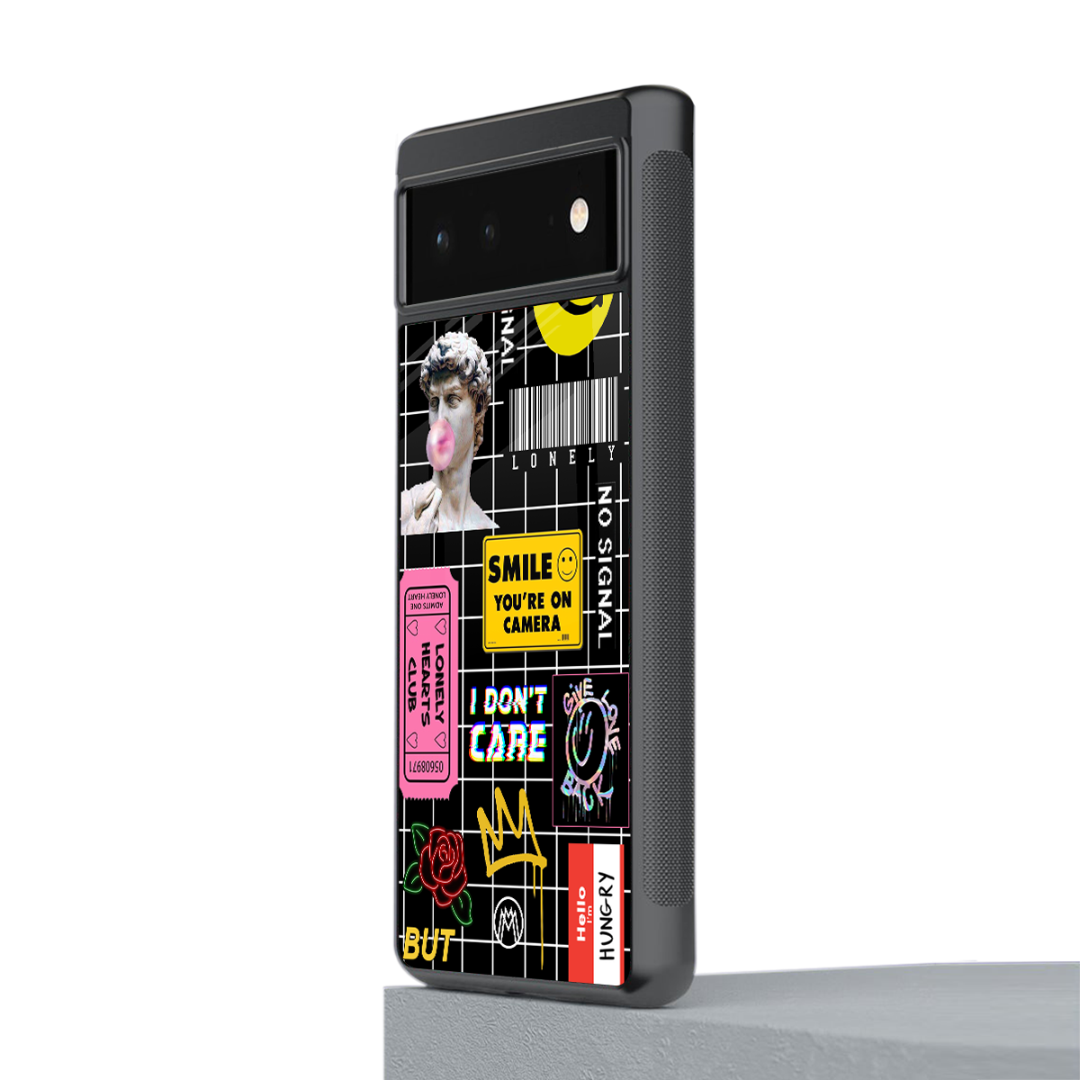 lonely hearts club black back phone cover | glass case for google pixel 6