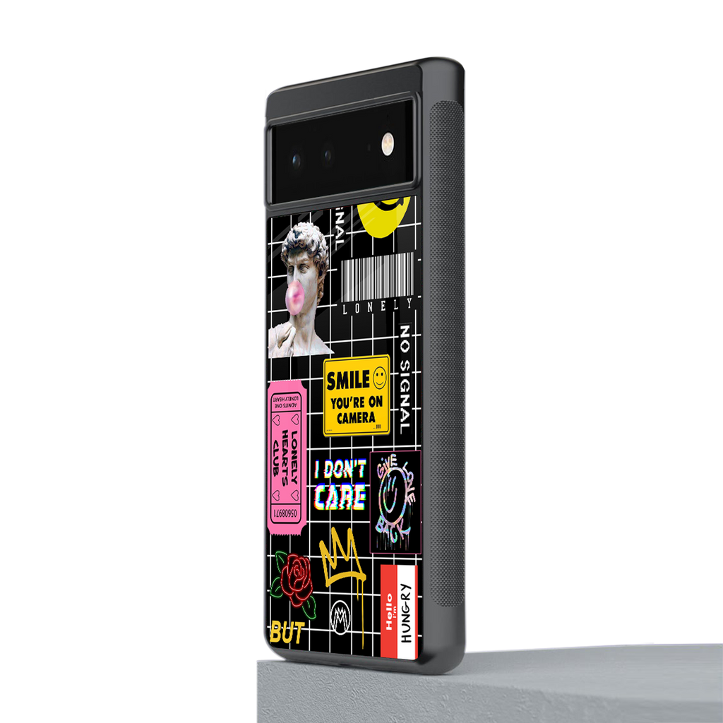 lonely hearts club black back phone cover | glass case for Google Pixel 6A