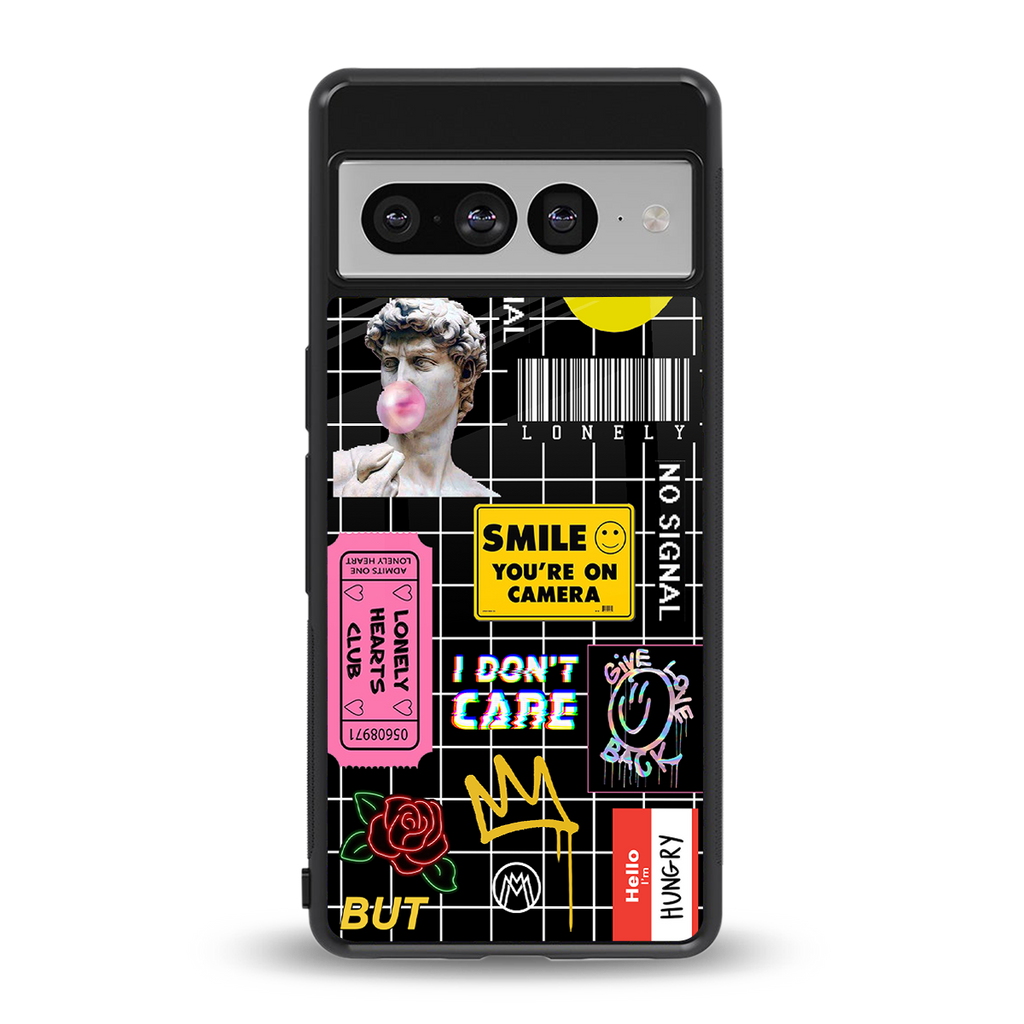 lonely hearts club black back phone cover | glass case for google pixel 7 pro