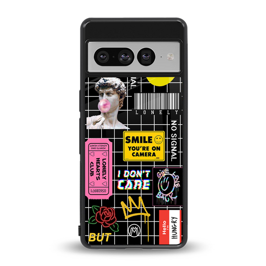 lonely hearts club black back phone cover | glass case for google pixel 7 pro