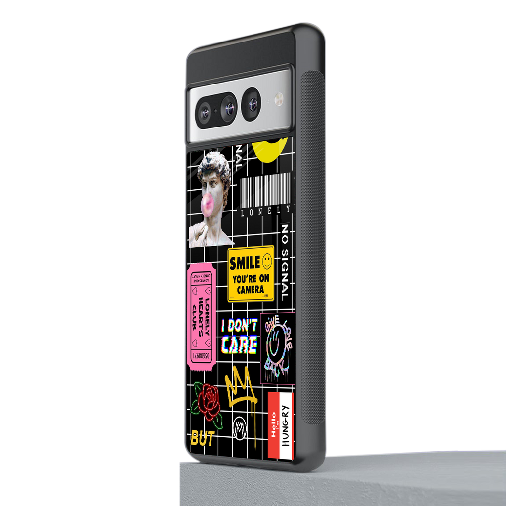 lonely hearts club black back phone cover | glass case for google pixel 7 pro